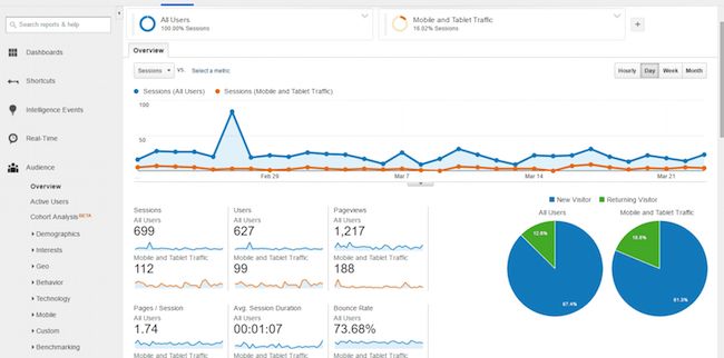 Analytics platform Google Analytics Screen Capture