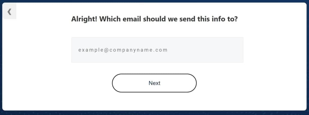 Final step in the lead gen quiz