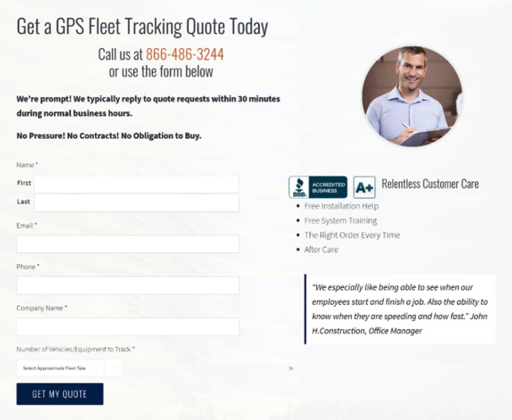 The original landing page