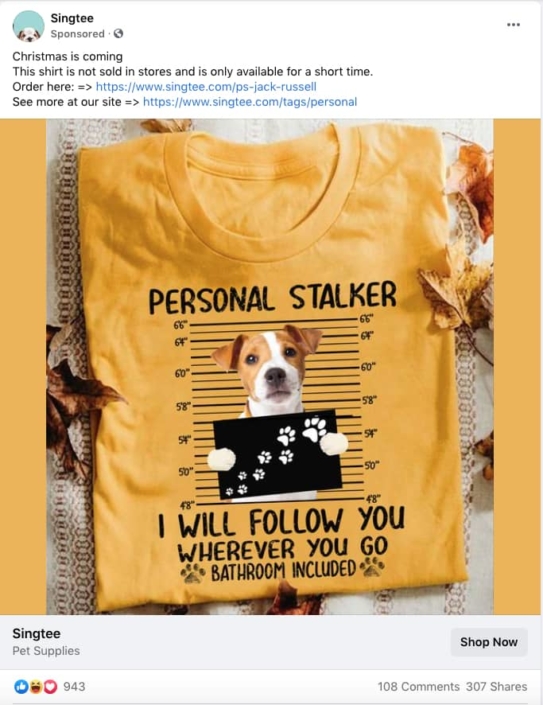 Can a dog lover resist this timed offer as a holiday gift? Truly great holiday marketing campaign.