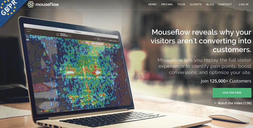 Mouseflow user behavior analytics tool.