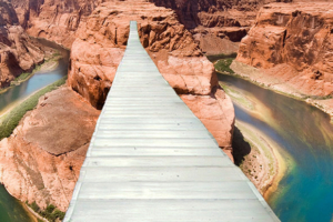Sidewalk stretching across a canyon