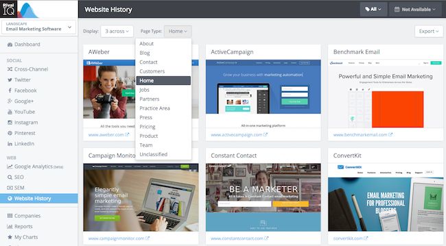 spy on your competitors In the website history dashboard, you can view a variety of web pages from your competitor’s websites.