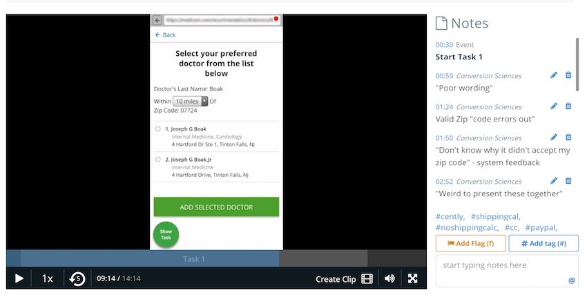 UserZoom (formerly Validately) user testing video. One of the top 20 AB testing tools for CRO 2021.