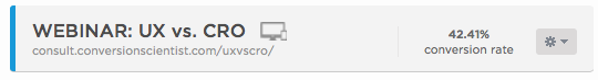 42.41 percent rate on our landing page for our UX vs. CRO webinar