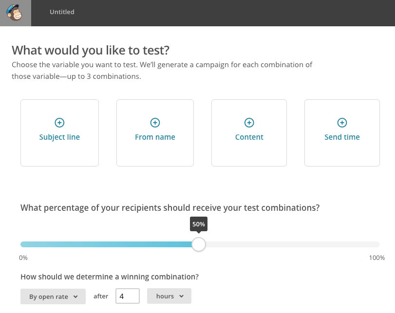 AB testing options in MailChimp
