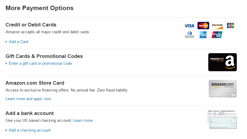 Amazon's payment options