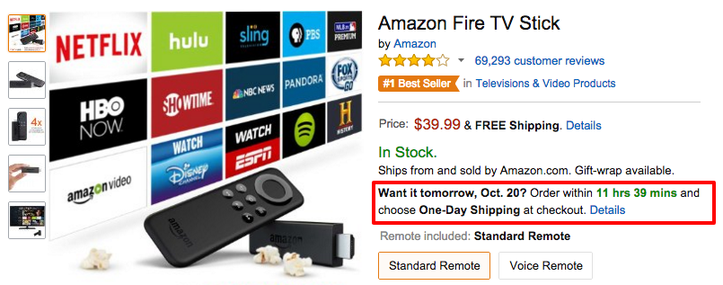 Amazon's shipping countdown clock