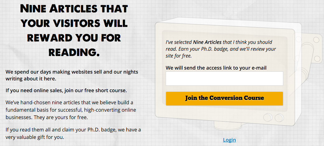 Conversion Sciences offers a free short course in exchange for your email address