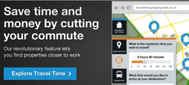 Coutrywide let's visitors shop for homes by commute time. Coutrywide let's visitors shop for homes by commute time.