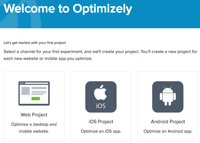 Create a project with Optimizely for free when you have fewer than 50,000 visitors a month