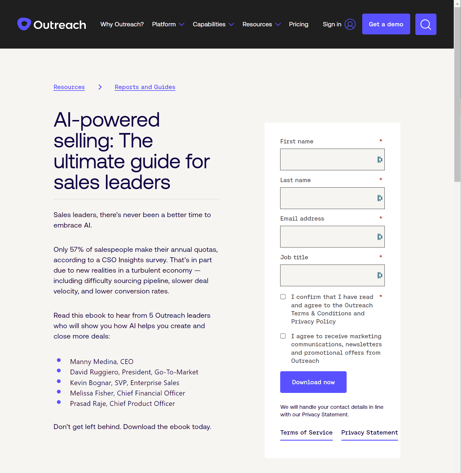 Landing page with inconsistent messaging 