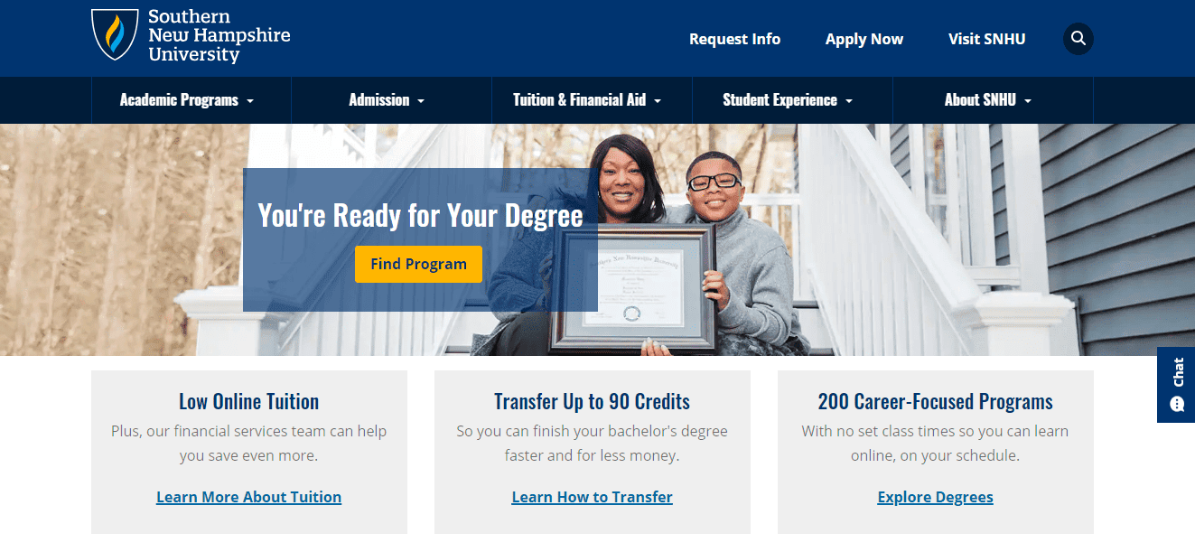 The home page, with different navigation
