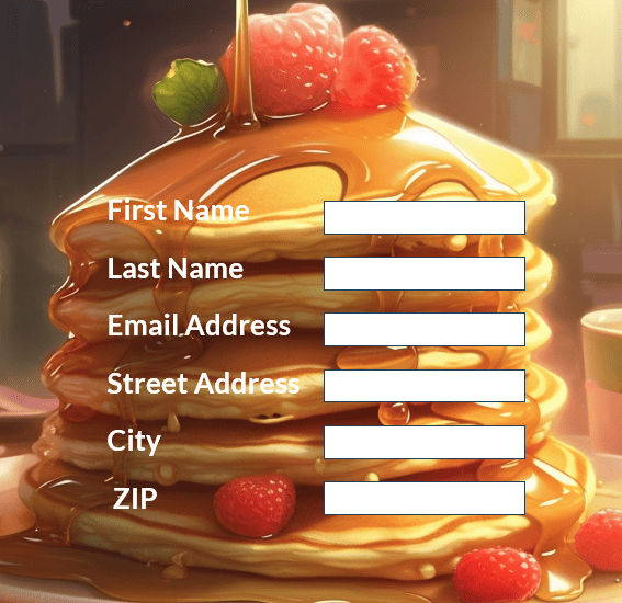 A stiack of pancakes with a web form overlayed.