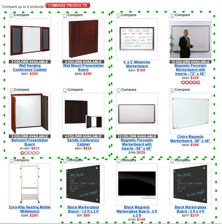 Without visual cues, we group things in unexpected ways. Green boxes indicate visual groupings. Without visual cues, we group things in unexpected ways. Green boxes indicate visual groupings.