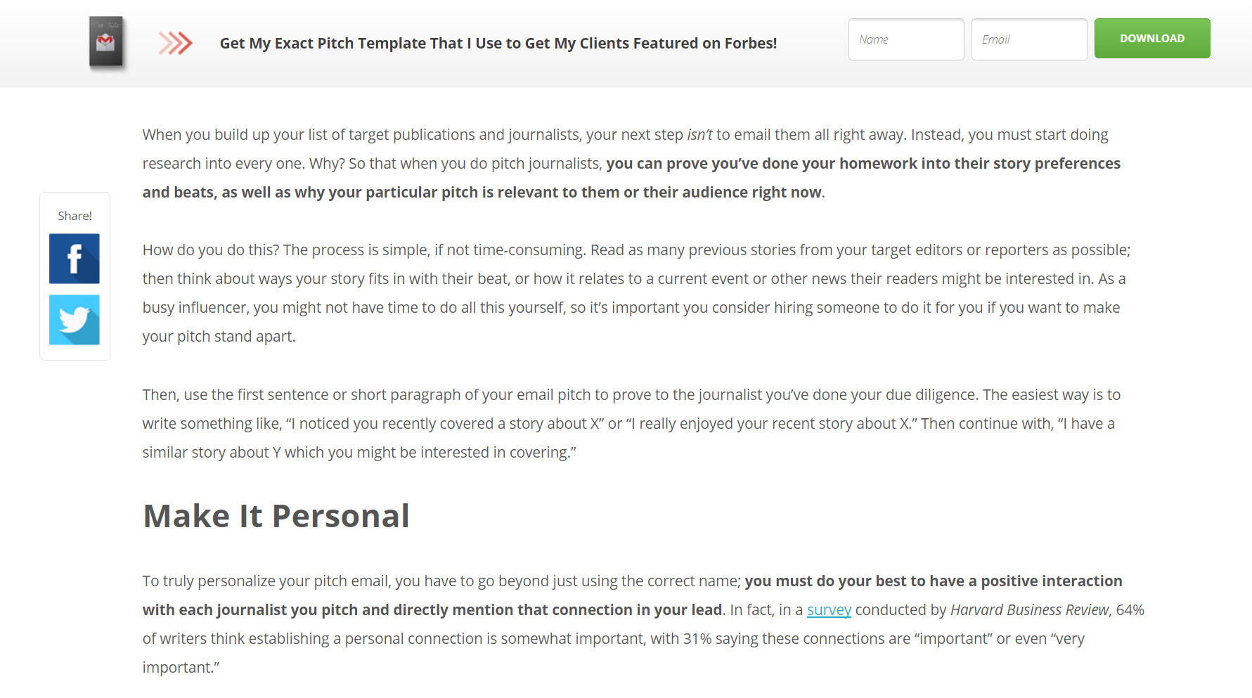 A great lead magnet example from Influencer Press