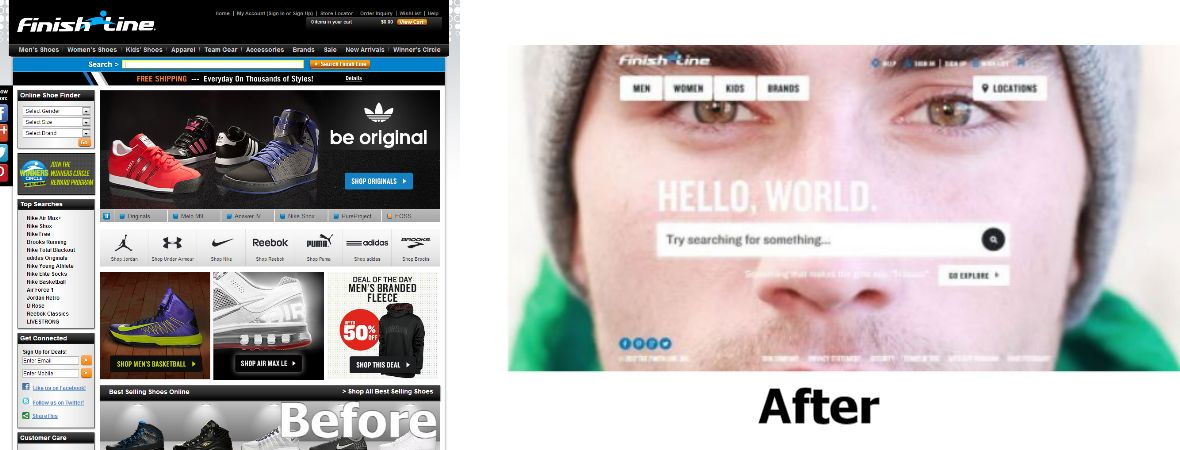 FinishLine.com completely changed their website in 2013 with disastrous results. © 2014 The Finish Line, Inc.
