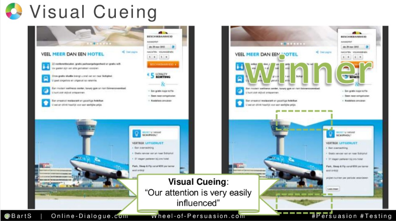 Adding a simple chevron arrow increased scrolling and conversions. Source.