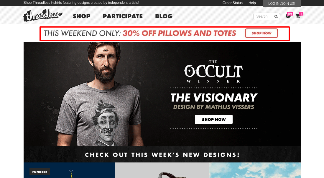 It's hard to miss this weekend sale on Threadless