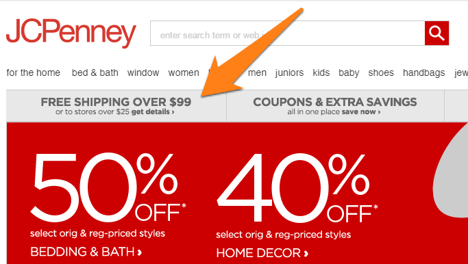 JCPenney's shipping policy