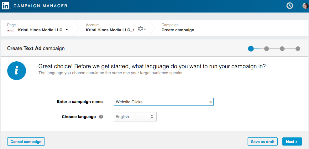 Name your LinkedIn ad campaign