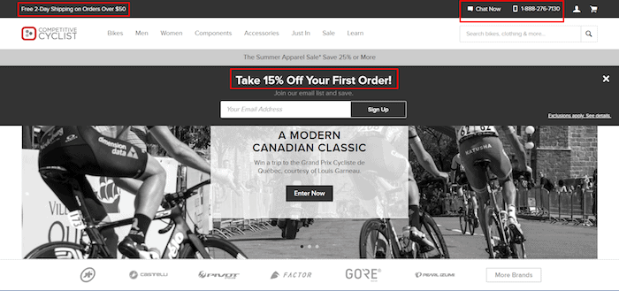 Competitive Cyclist offers a discount off of the first order.