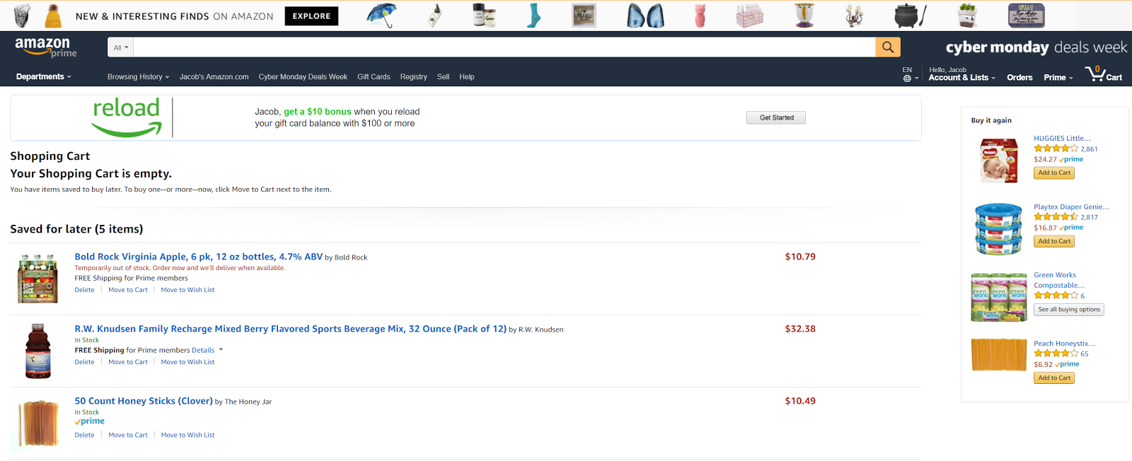 Amazon puts the "Buy it Again" prompt on its order pages. Amazon puts the "Buy it Again" prompt on its order pages.