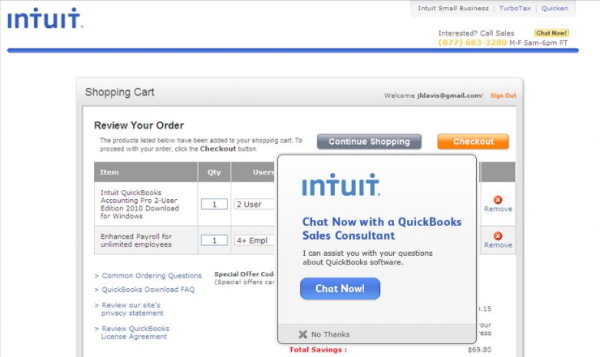 Intuit proactively offers live chat. Intuit proactively offers live chat.