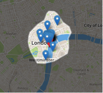 Polygon search result for public transport