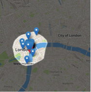 Polygon search result for walking
