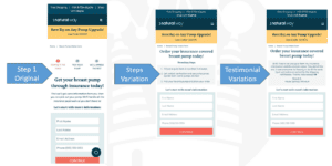 Three versions of a quiz step. On labeled 