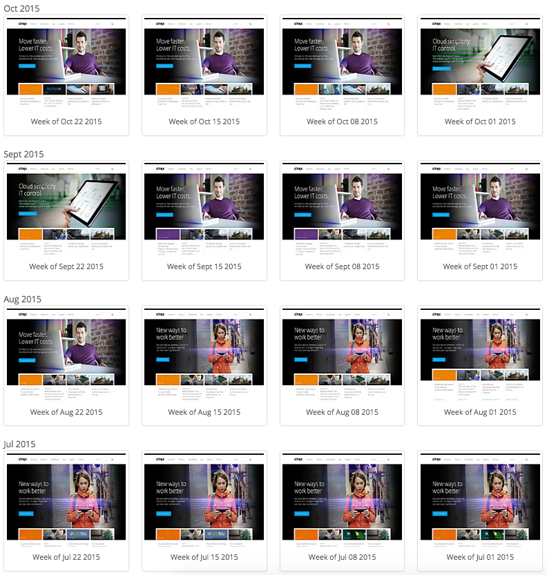 RivalIQ is a paid tool for viewing website histories.