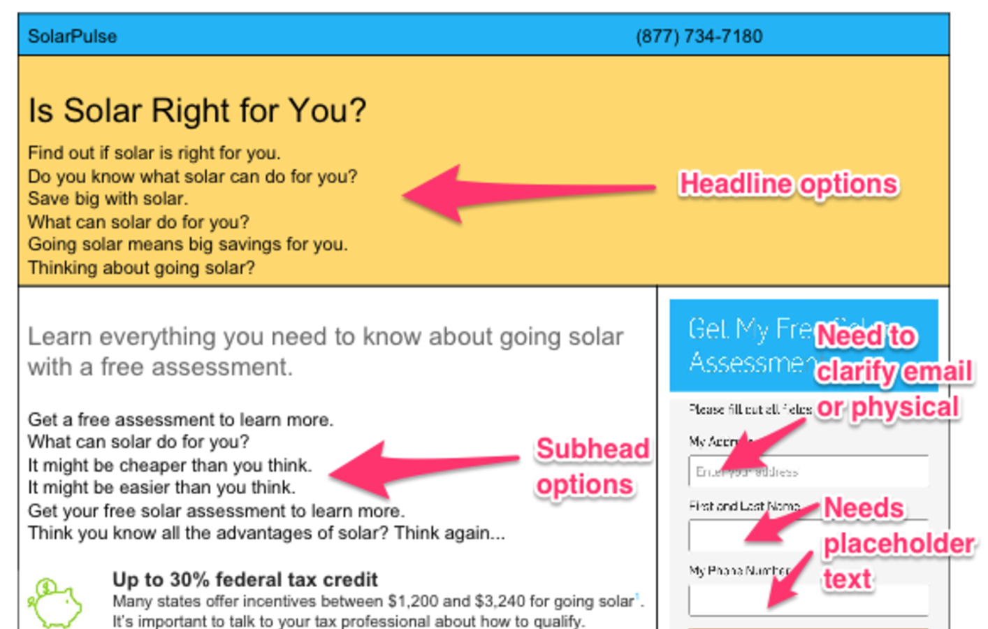 Playing with headline and subhead options