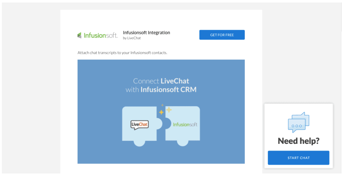 Live Chat integrated with Infusionsoft