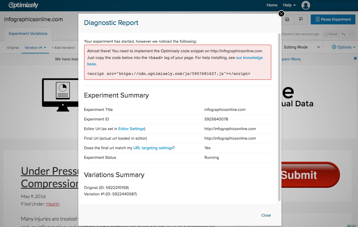 Start your Optimizely experiment