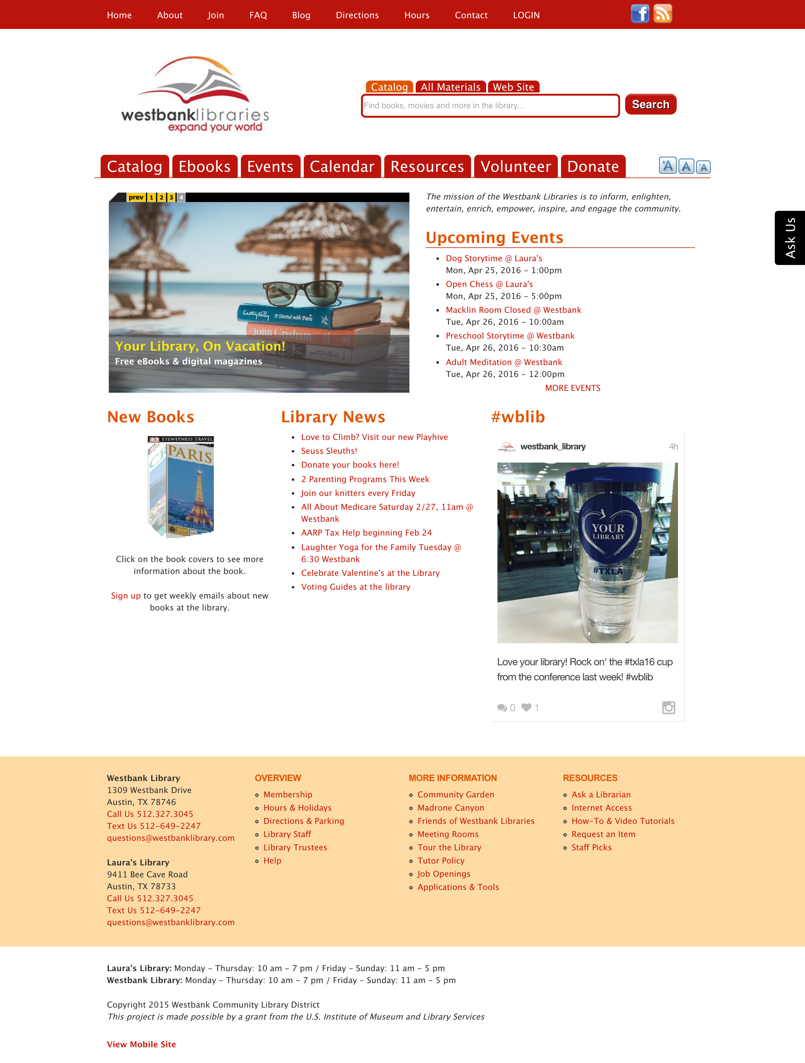 The homepage as it is now
