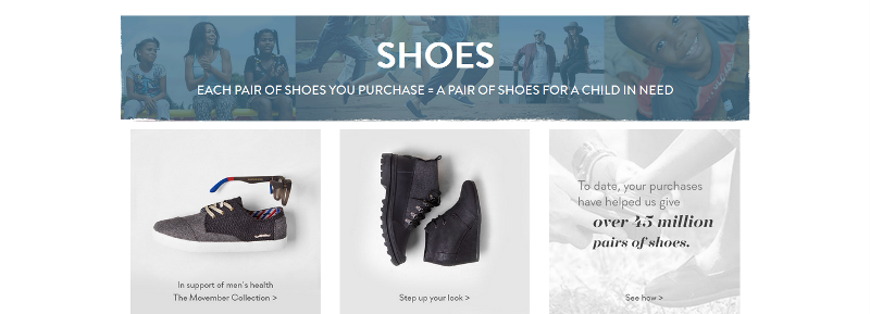 TOMS has boosted sales because it has made its giving very public.